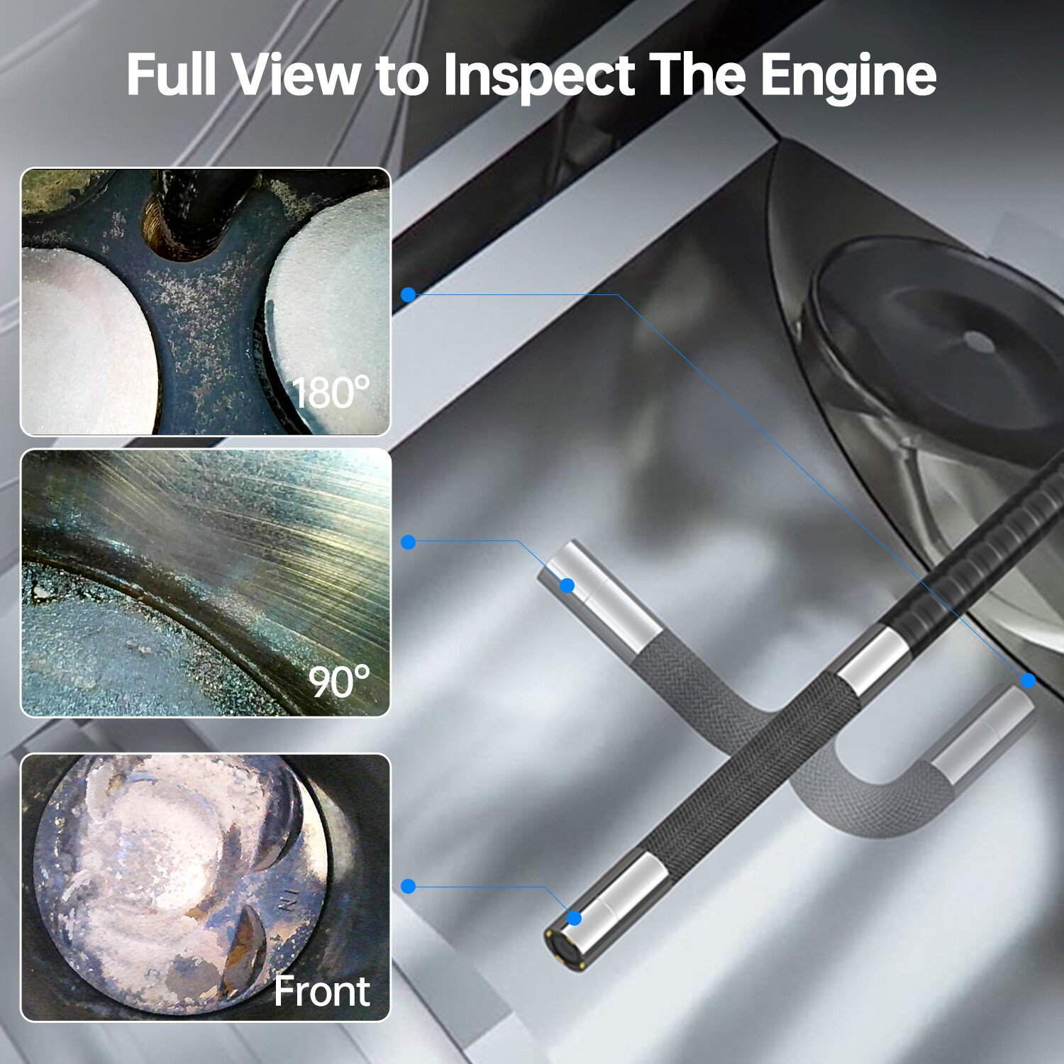 Articulating Borescope Two-Way Articulation Head 5" Endoscope Inspection Camera
