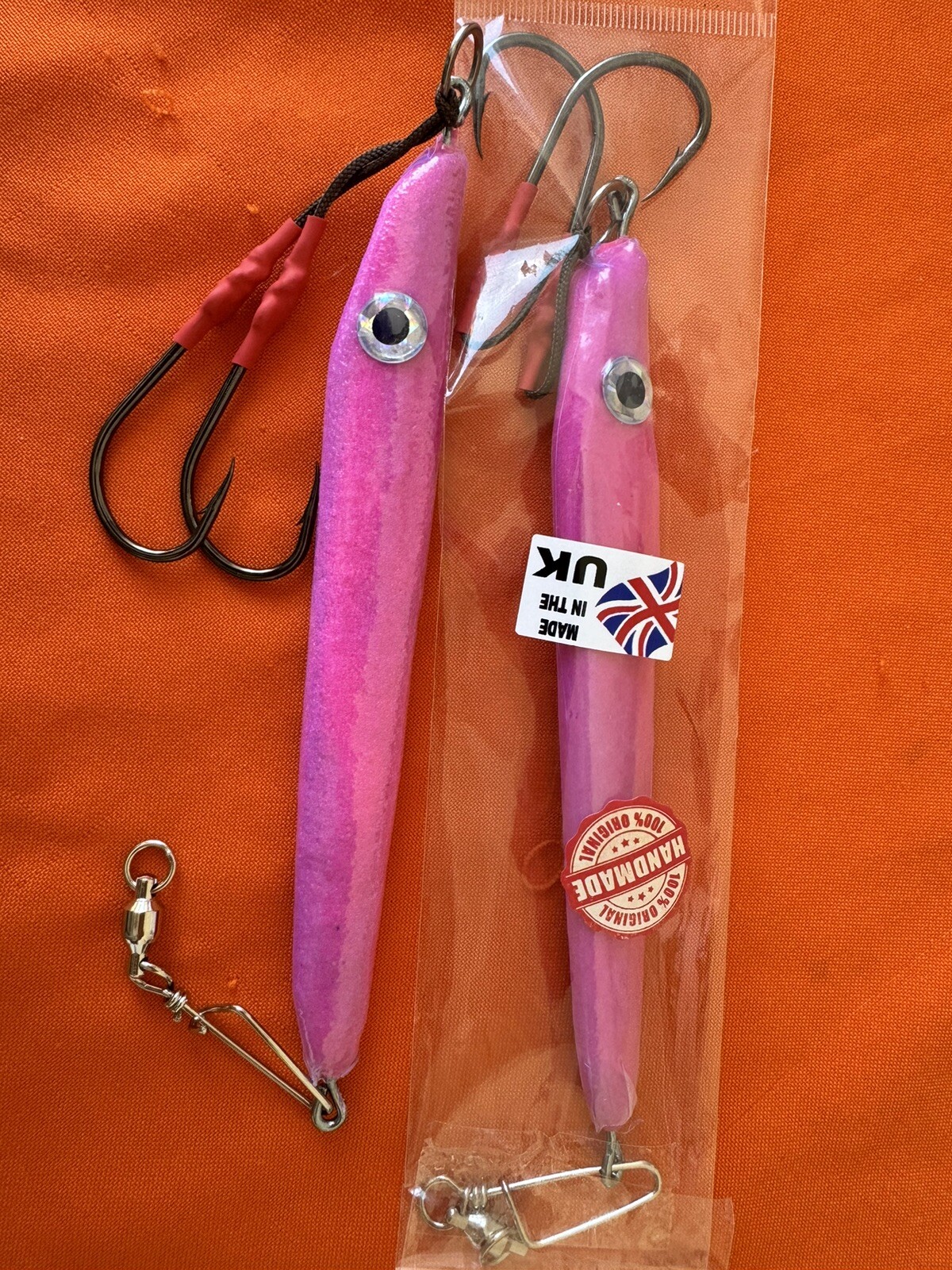 ICELAND HALIBUT & COD JIGS, GLOW IN THE DARK 1  X SPEED JIG 6/0 Assisted