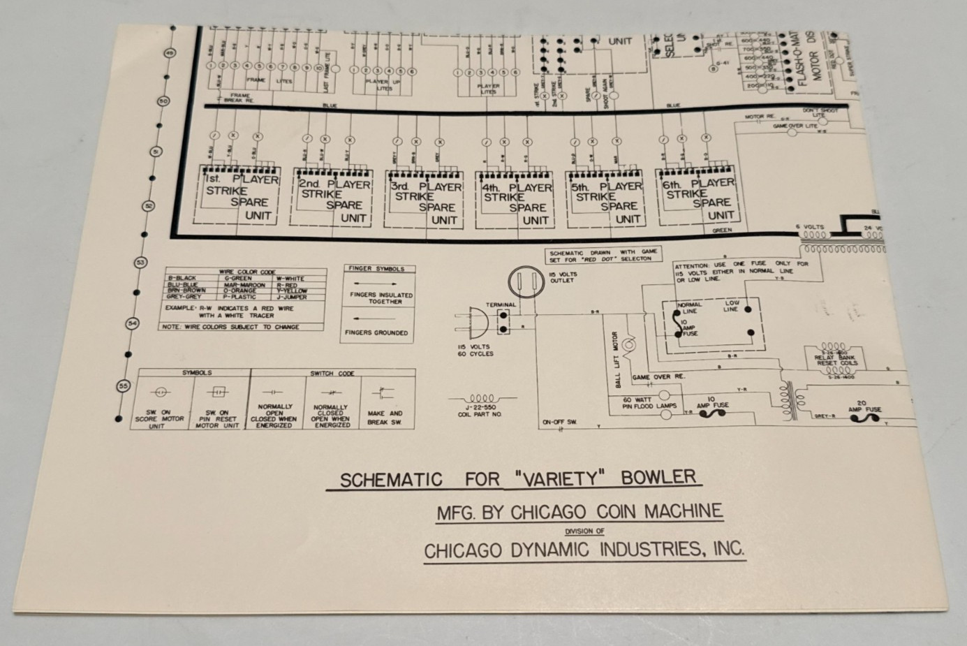 1952  BALLY FACTORY ORIGINAL VARIETY BOWLER SCHEMATIC