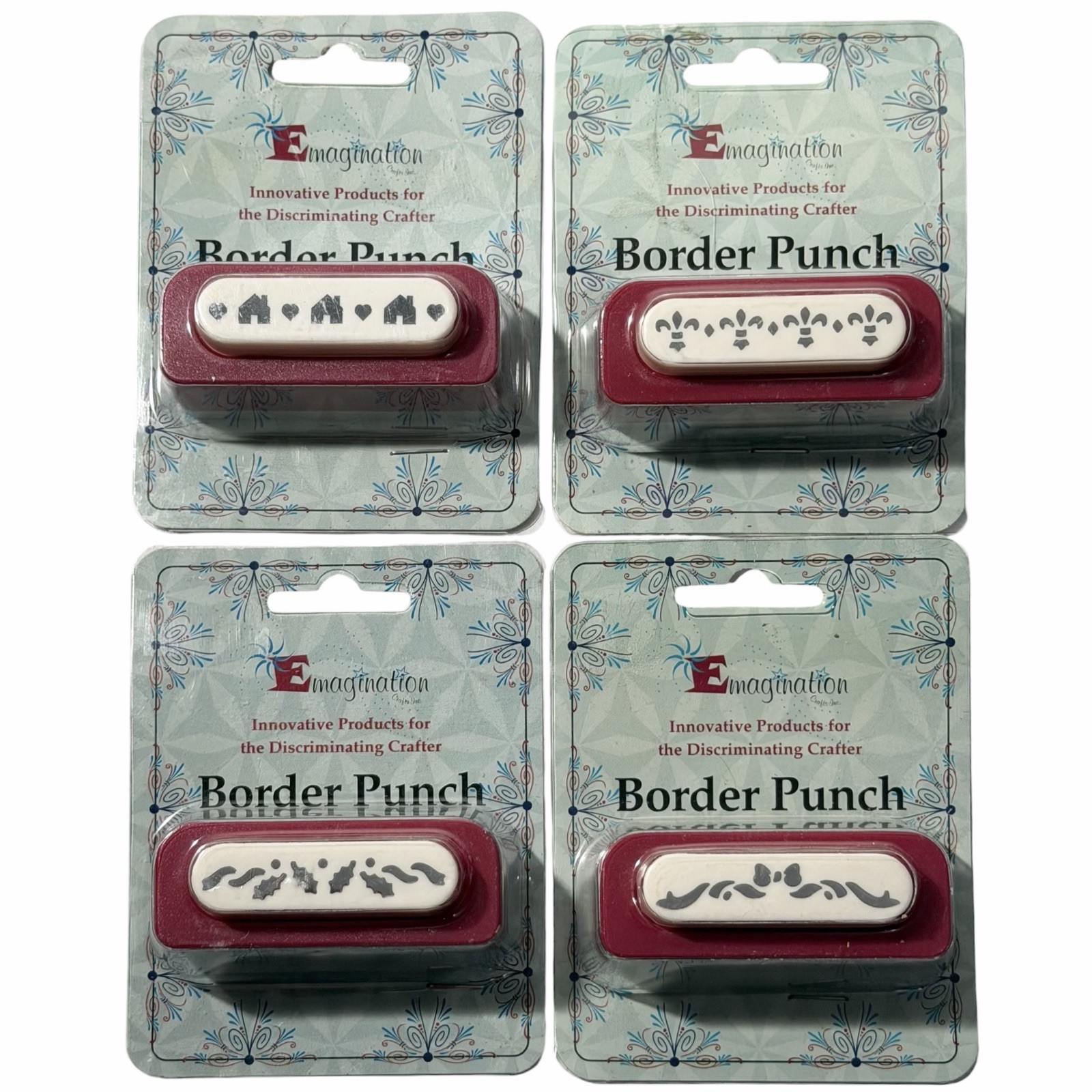 NEW Emagination Punches x4 Borders Home Holly Bow Fleur De Lis