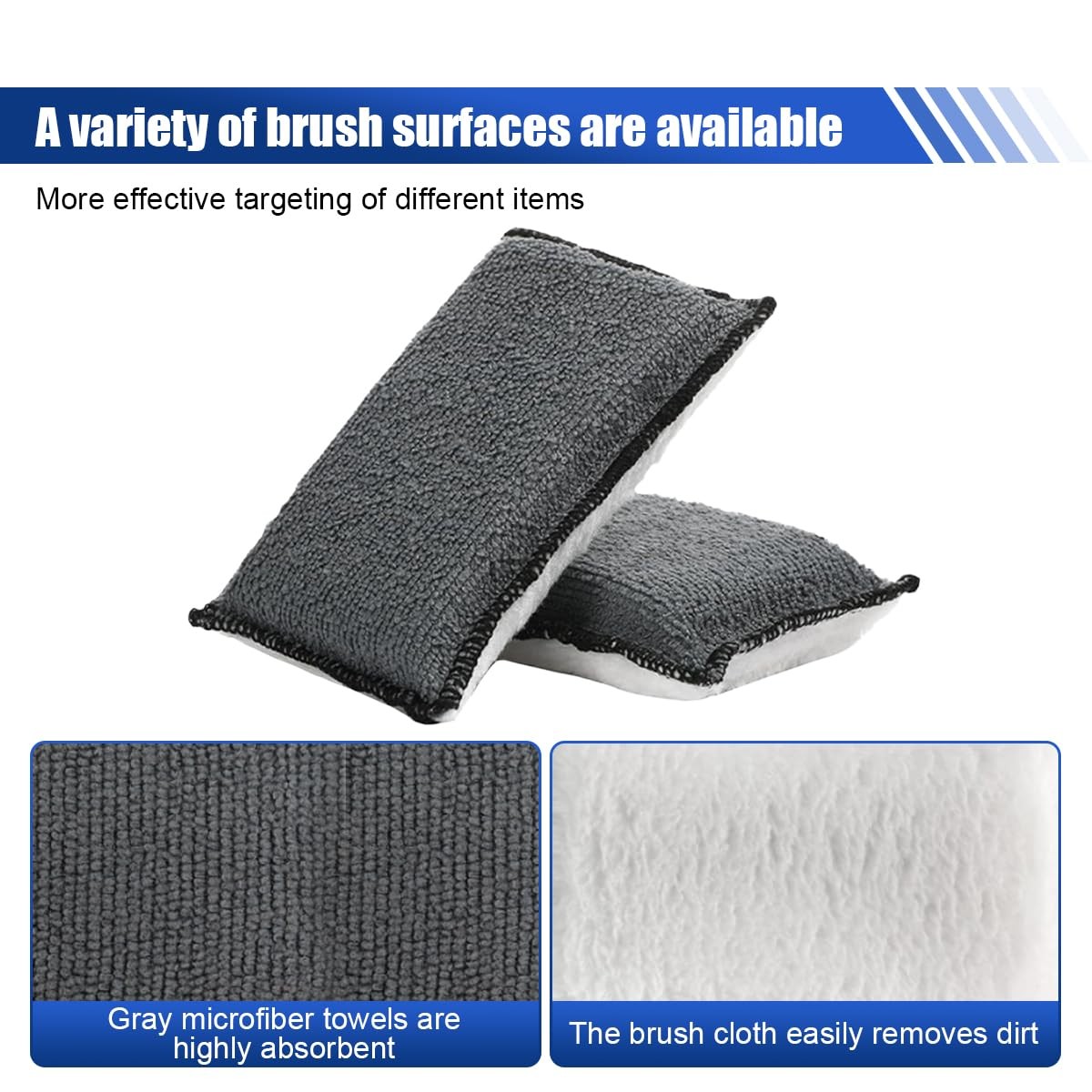 3PCS Car Interior Scrubbing Sponges, 5.5"×3.9" Microfiber Auto Cleaning