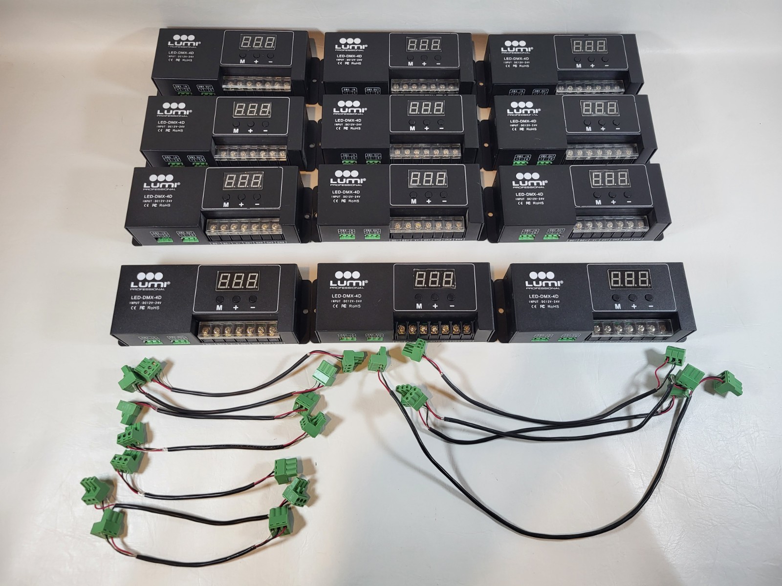 Lot of 12 Lumi Professional LED-DMX-4D DMX512 Decoders – RGB / RGBW LED Lighting