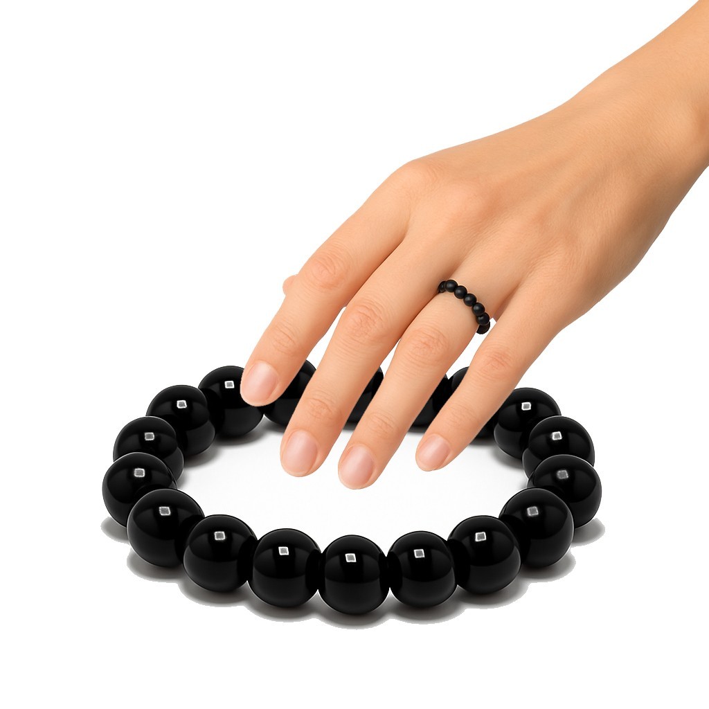 PURAJA Elastic Gemstone Ring | Real Natural Stone: Tourmaline | Anti Stress Ring