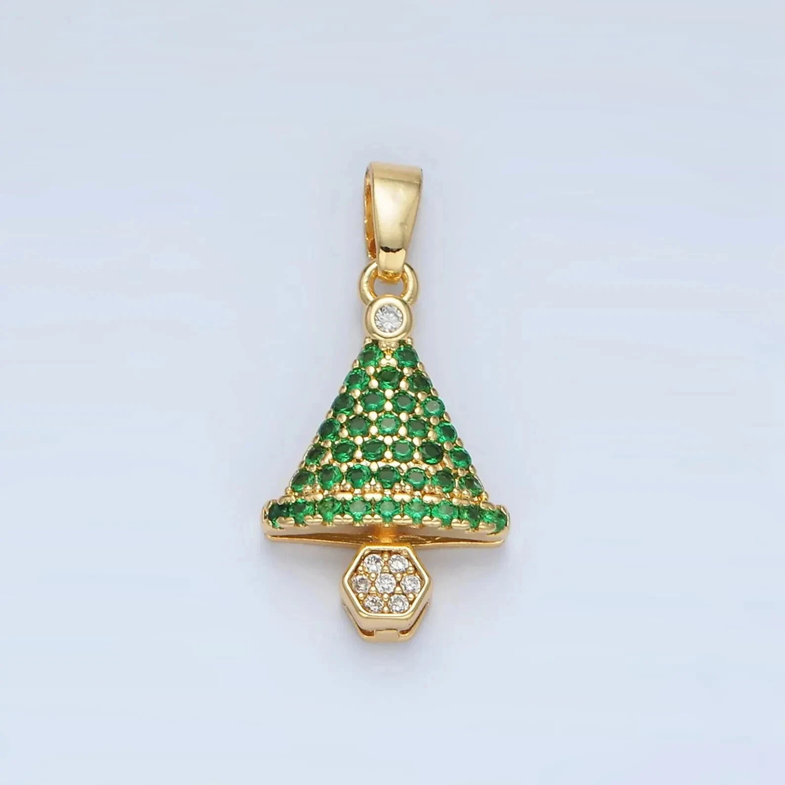 2Ct Round Cut Lab-Created Green Emerald Tree Pendant 14K Yellow Gold Plated 18"