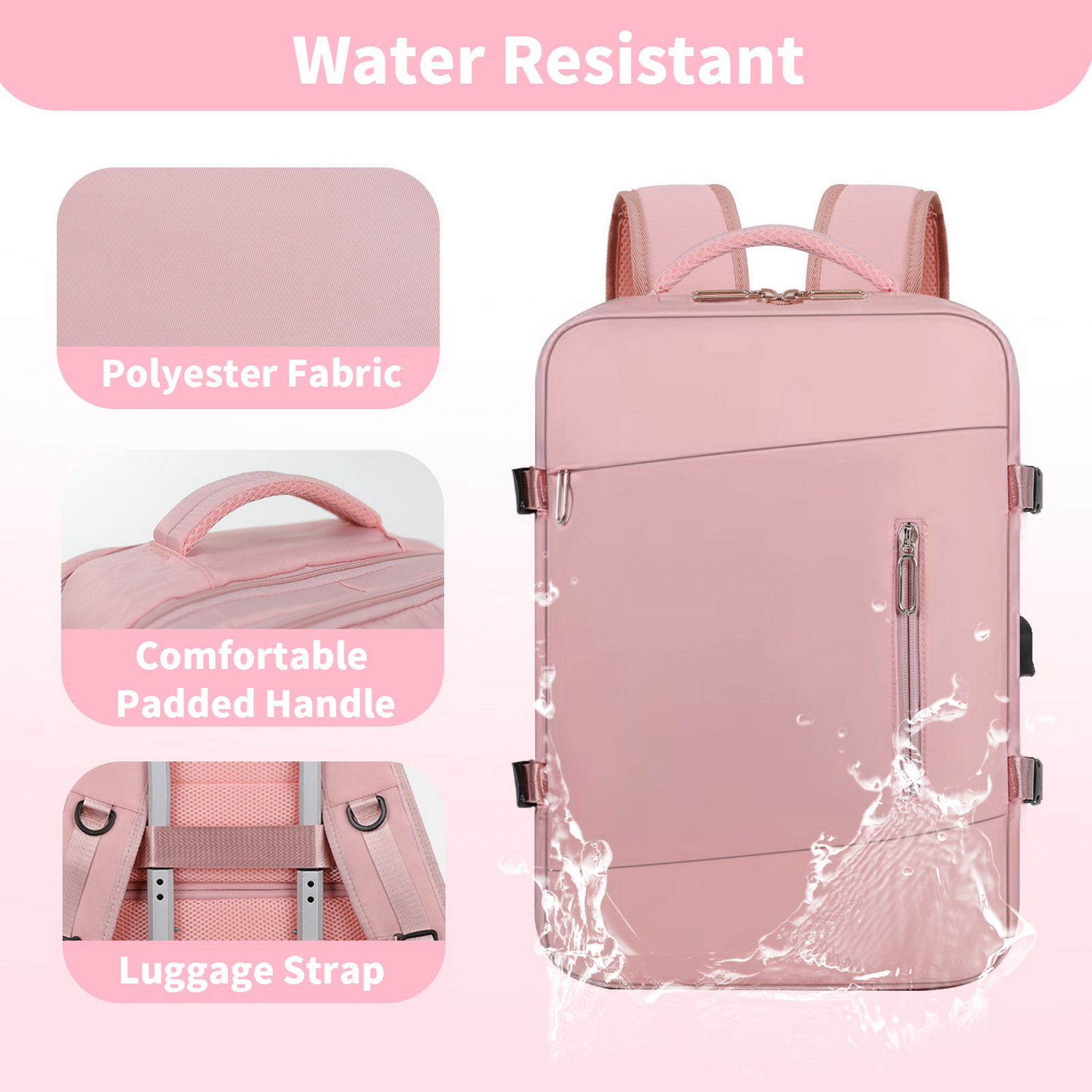 Large Carry On Suitcase Travel Backpack USB Charging 17.3" Laptop Bag Daypack