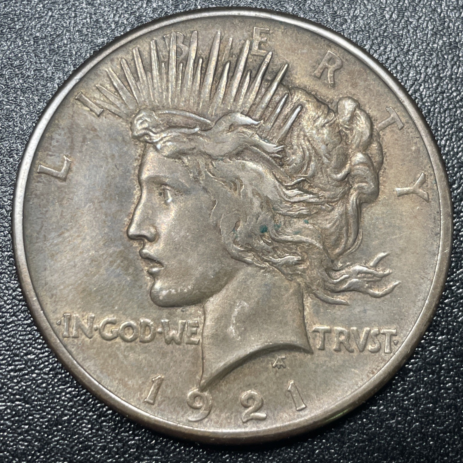 1921 Peace Silver Dollar High Relief $1 AU Darker Toned Key Date