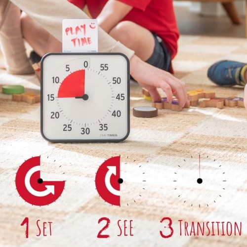8 inch Visual Timer - 60 Minute Kids Desk Countdown Clock with Dry Erase