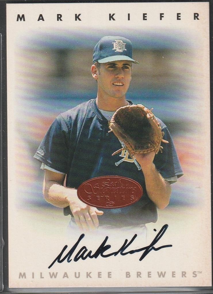 175,1996 Leaf Signature, Original Autograph of Mark Kiefer, Brewers