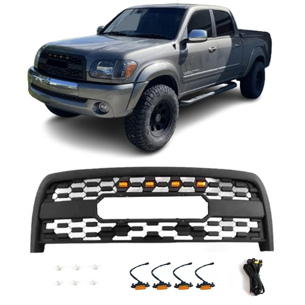 Matte Black Grille for 2003-2006 Toyota Tundra TRD Pro Style Grill with LEDs