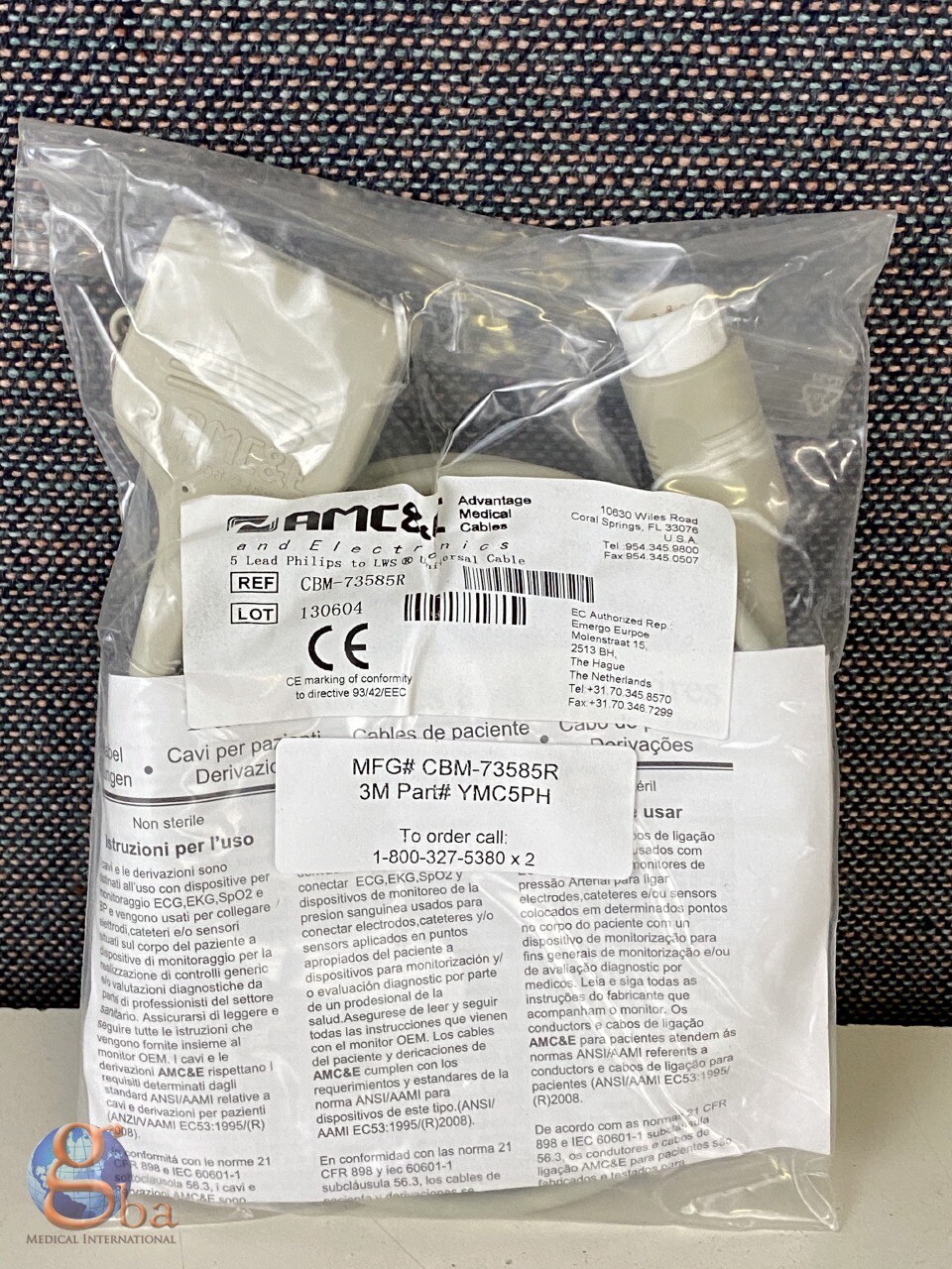 NEW AMC CBM-73585R 3M YMC5PH 5 Lead Philips to LWS Universal Cable