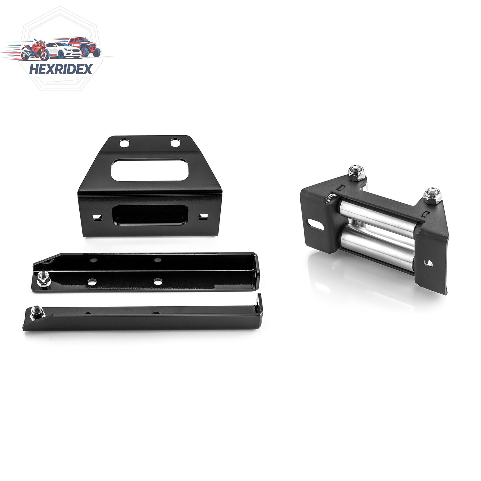 UTV Winch Mount Plate+4 7/8'' Roller Fairlead For Polaris RZR 570/800 2008-22