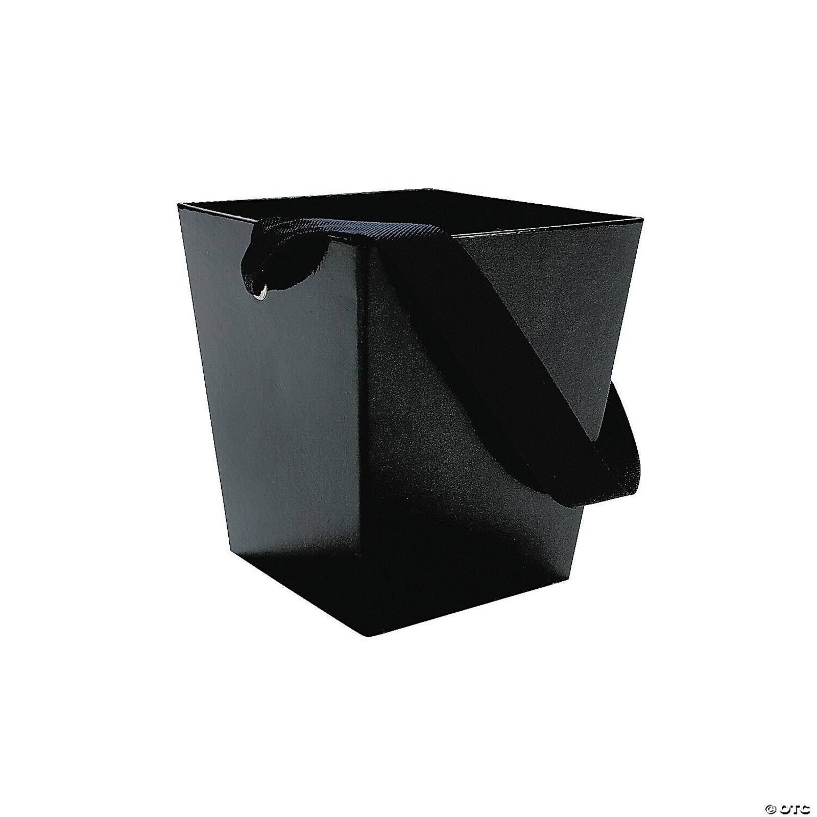 Black Cardboard Bucket Ribbon Handle Pk of 6 Bins Gift Candy Containers 4.5x5 in