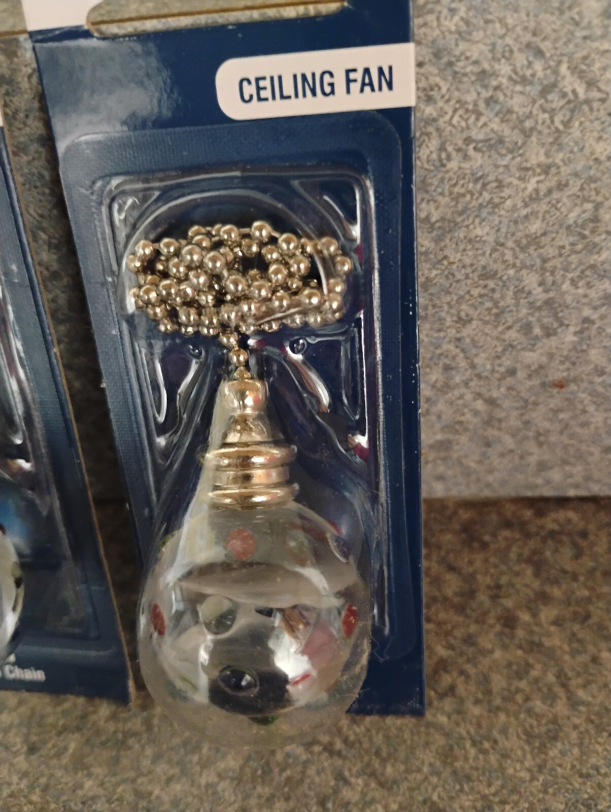 (2 pk) Light Pull Chain 12 in. Multicolor Dotted Decorative Glass Orb Fan Pull