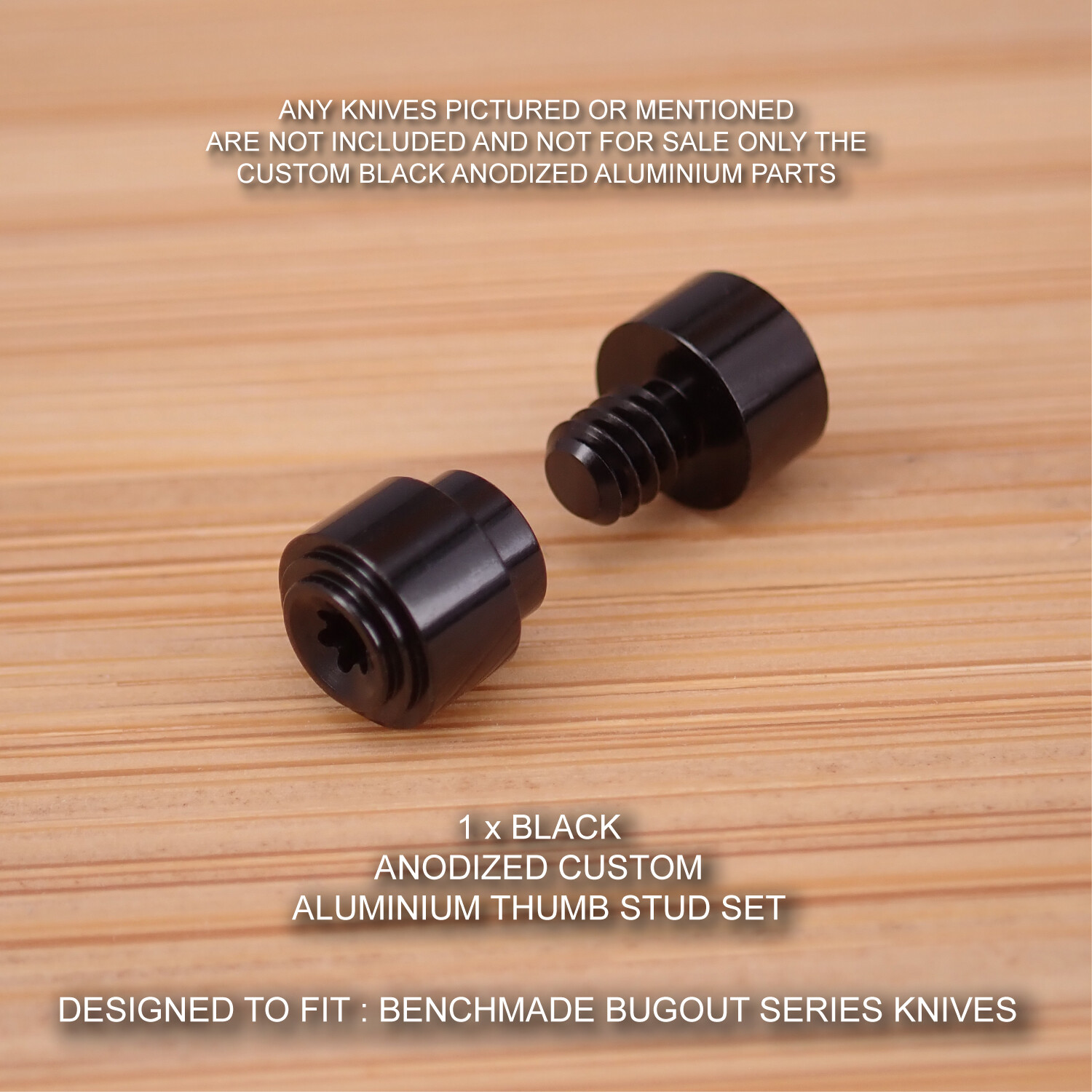 Benchmade 535 BUGOUT Custom Designed 2 Piece Thumb Stud Set - Anodized BLACK
