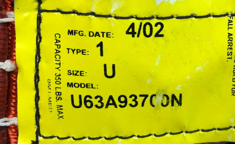 BUCKINGHAM Full Body Safety Harness - U63A93700N - Size U - 350lb MAX - Lineman