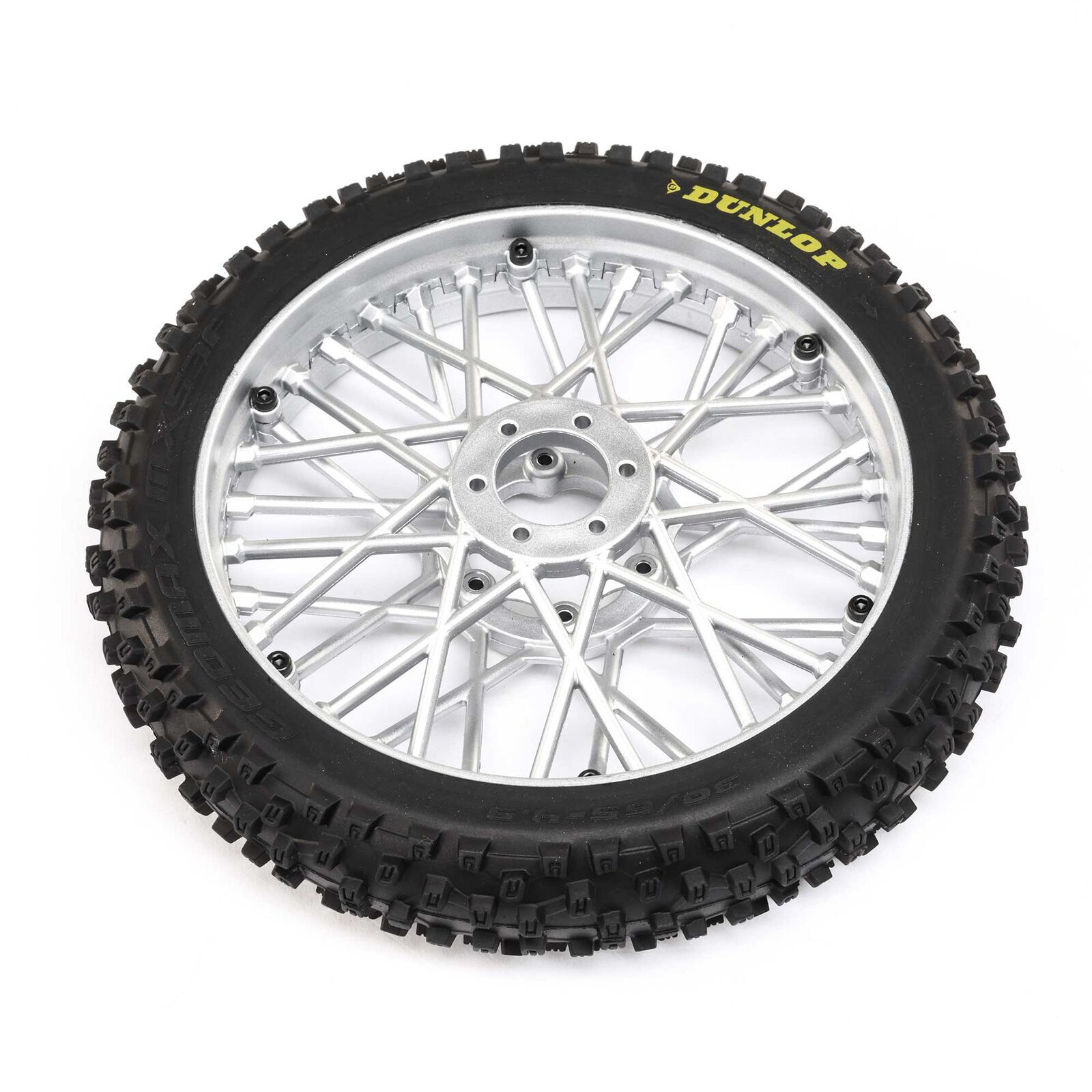 NEW Losi Dunlop MX53 Front Tire Mounted Chrome Wheels for Promoto-MX