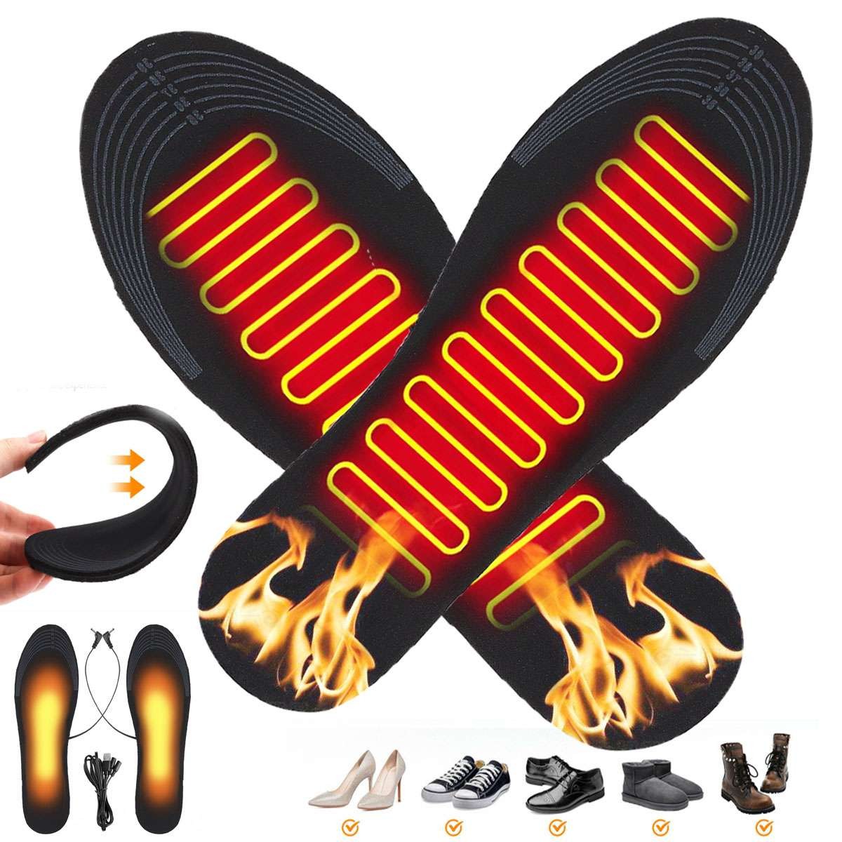 Winter USB Electric Heated Shoe Insoles Warm Socks Feet Heater Foot Warmer Pads