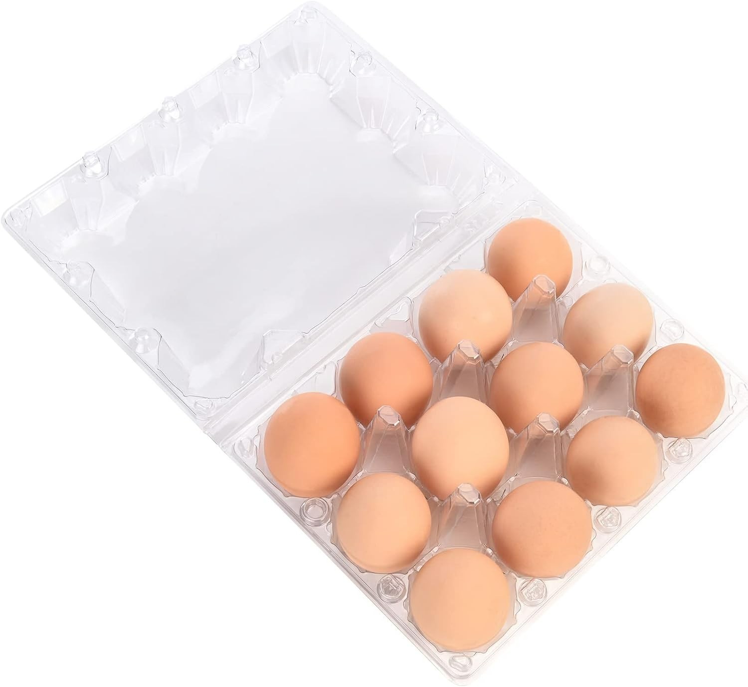 Space-Saving 12 Pack Egg Cartons - Clear Reusable Plastic for Safe Egg Storage
