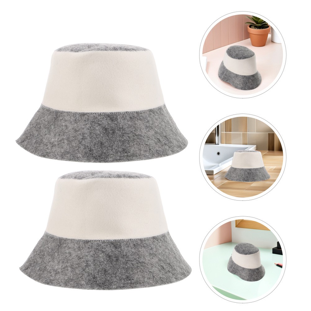 2pcs Felt Sauna Bath Cap Heat Insulation Absorbent Hat For Steam Room Use