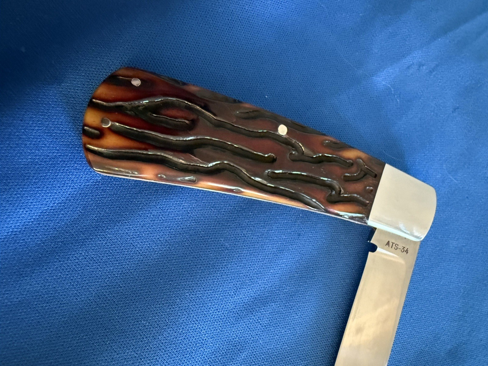 Custom Ray Cover Stag Handle Pocket Knife -- Mint and Unused
