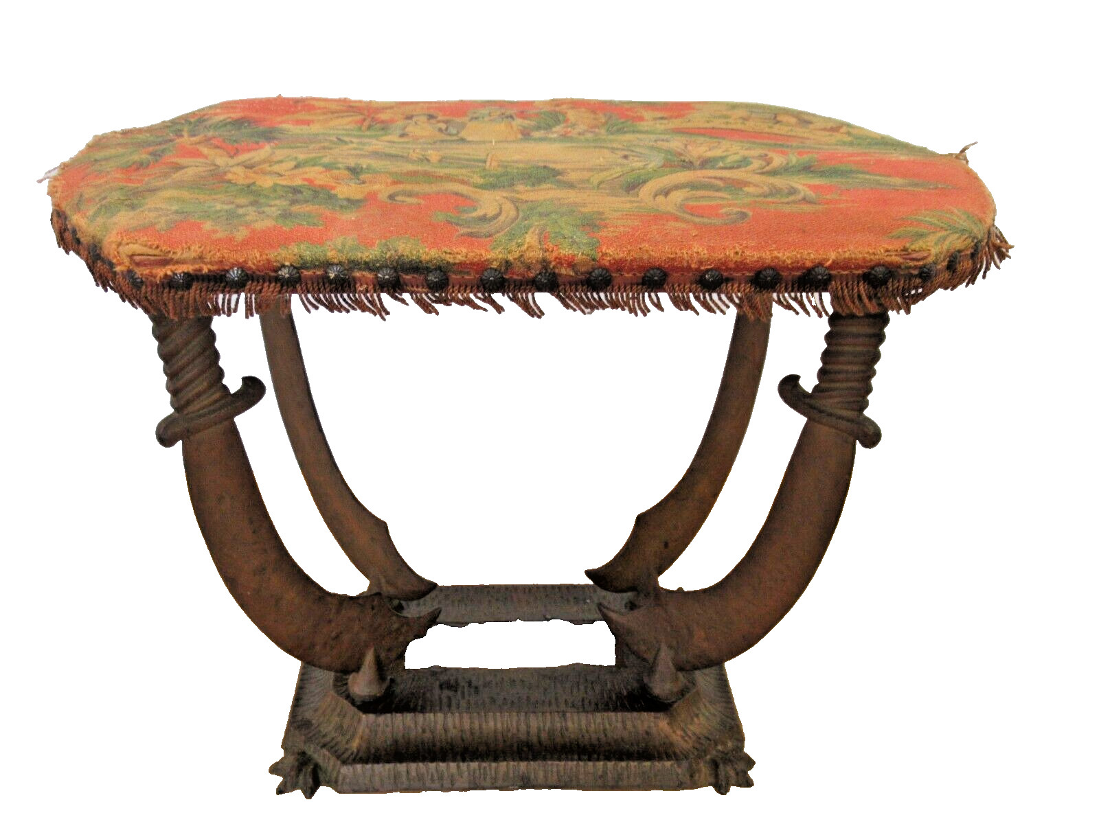 Antique Art Deco Cast iron VERONA Sabre sword leg ottoman stool 23"x18"x15"