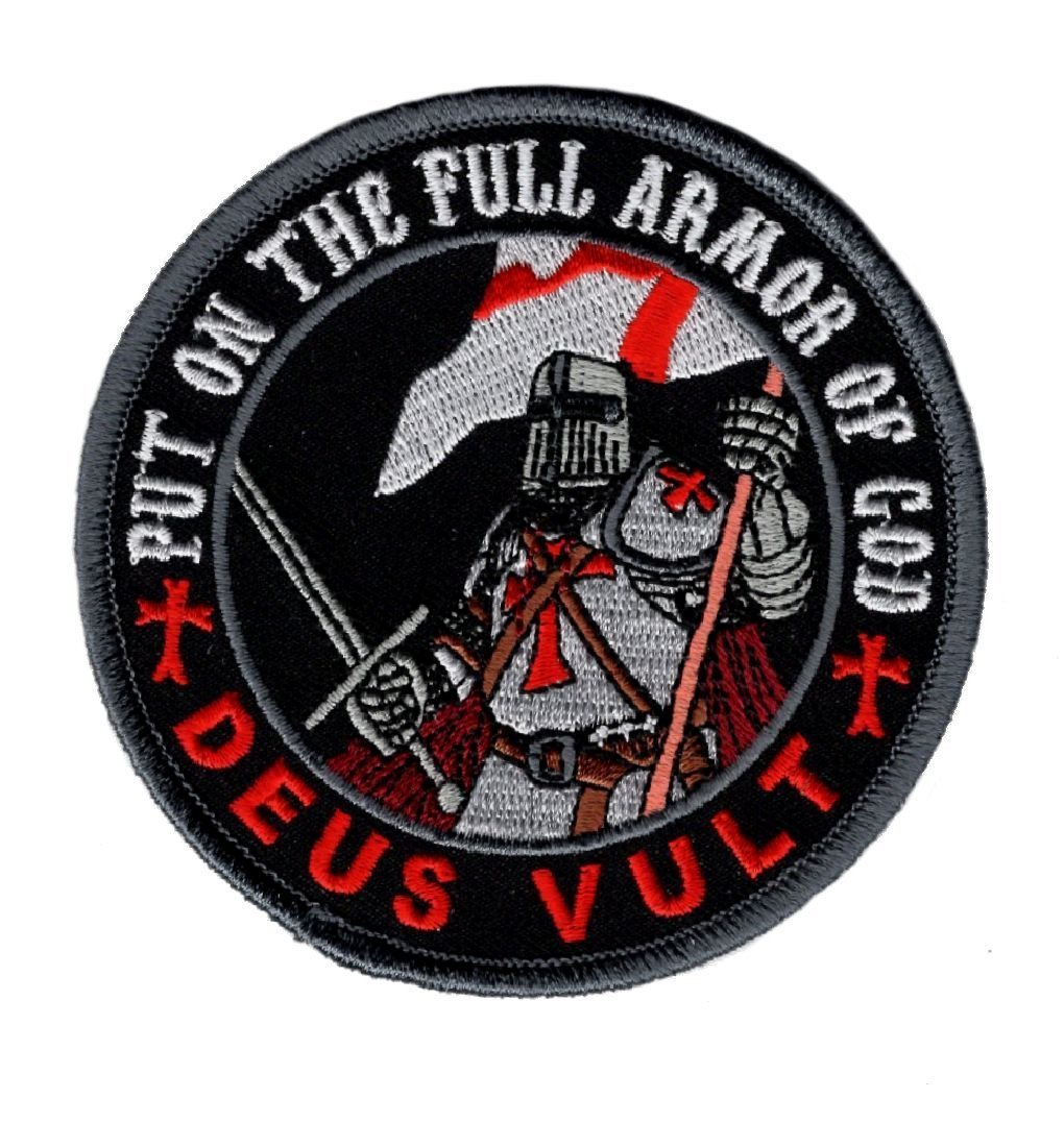 Deus Vult Put on the Full Armor of God in God Wills {Iron On } 3.5 inch Patch