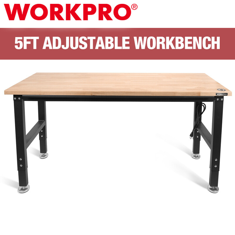 WORKPRO 29in to 33.86in Shop Stool Garage Bar Stool 60" Adjustable Workbench Set