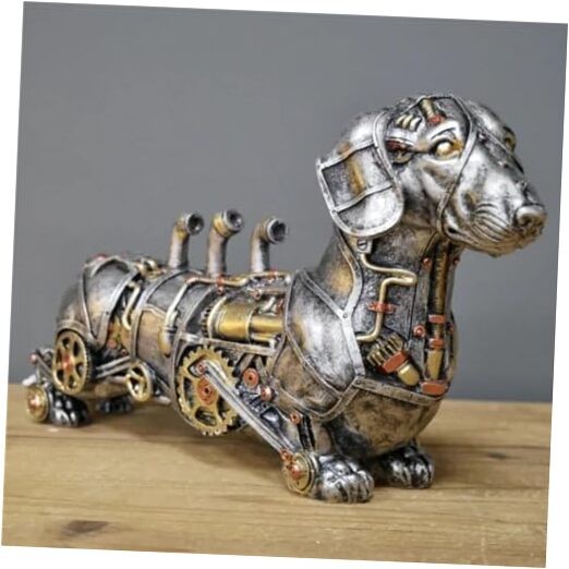 Statue and Carved Sculpture Mechanical Punk Style Statue Animal Dachshund