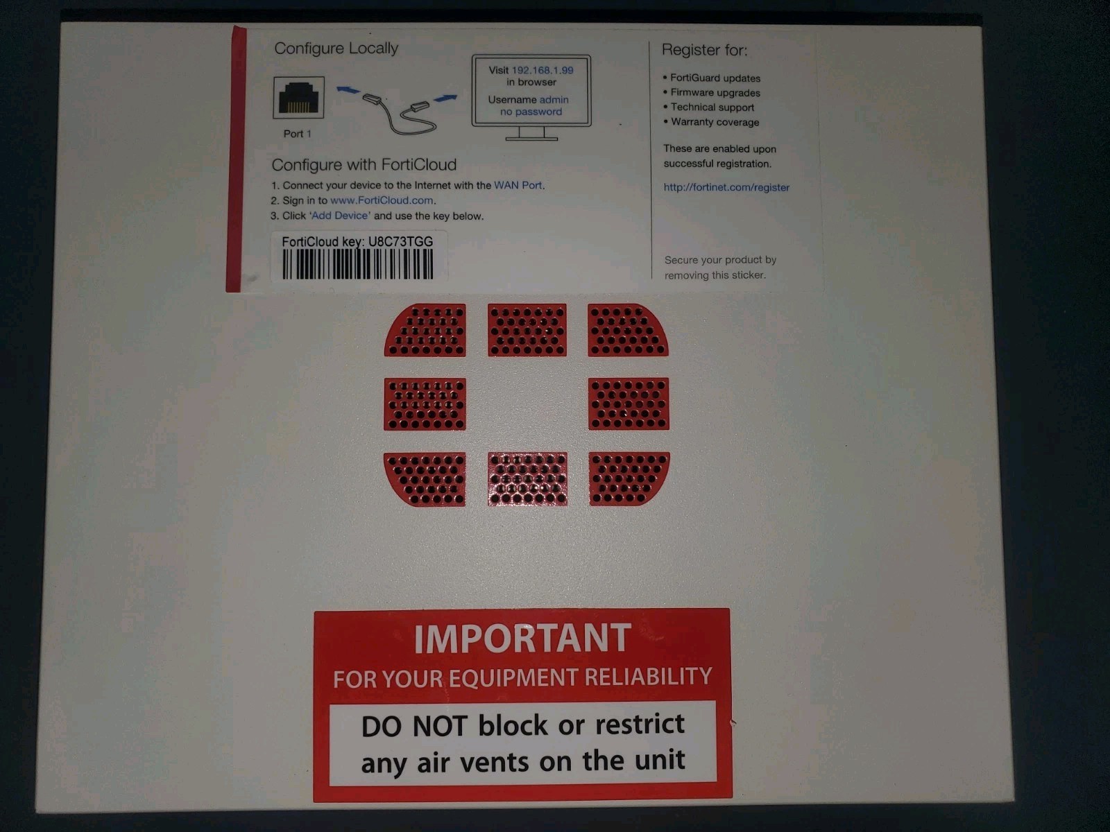 Fortinet FortiGate-90E FG-90E Firewall Router Unregistered w/Power & Cables