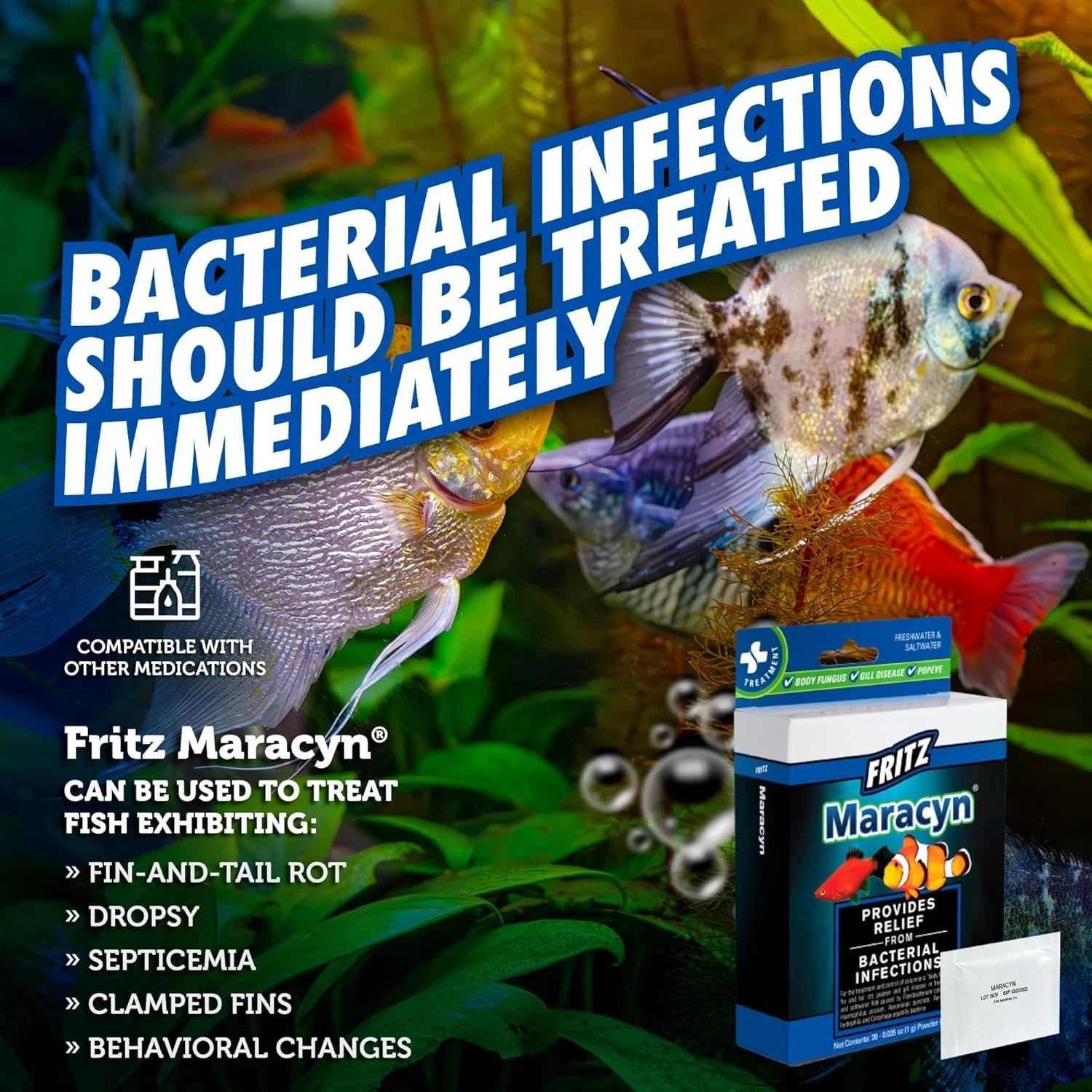 Fritz Maracyn Fish Medication for Bacterial Infections - 20 Pack