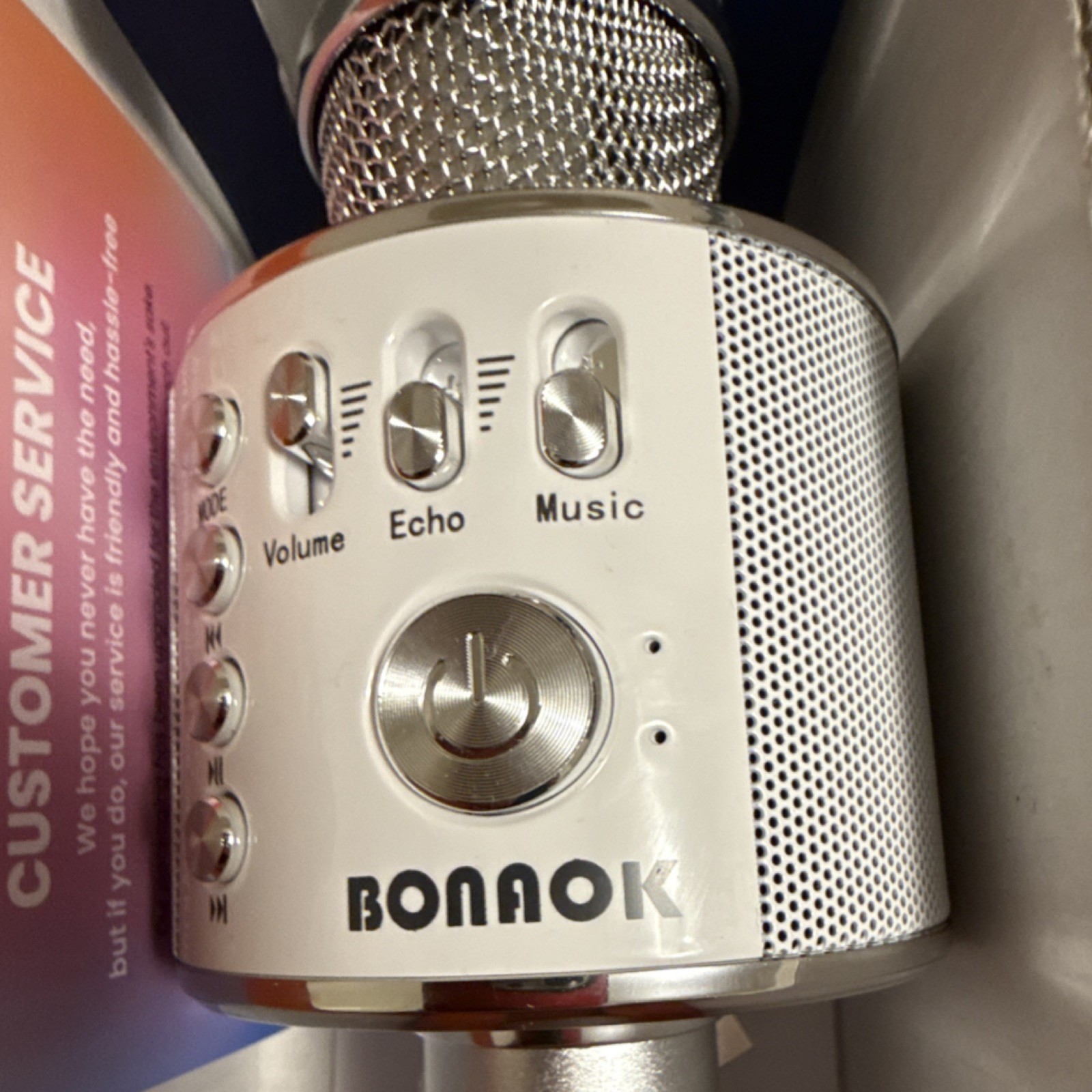Electronics BONAOK Q37 Silver Bluetooth Karaoke Microphone Wireless with Control