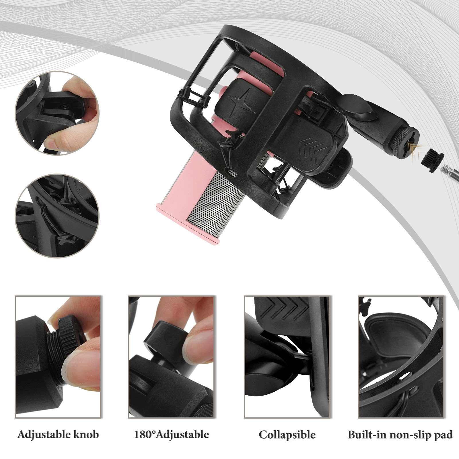 Geekria Microphone Shock Mount Holder, Anti Vibration Spider Shockmount