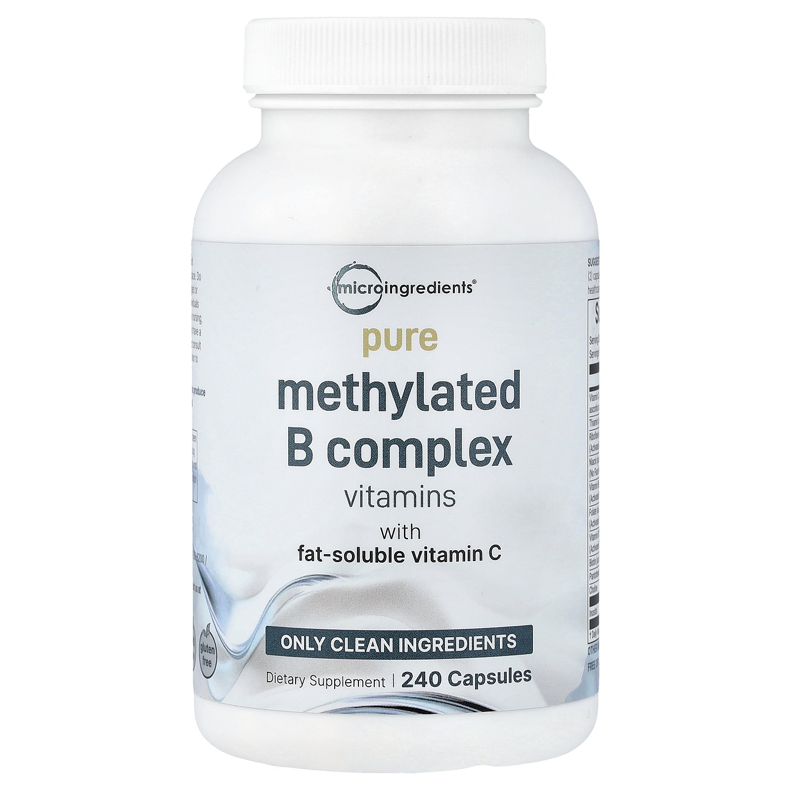 Pure Methylated B Complex Vitamins with Vitamin C, 240 Capsules