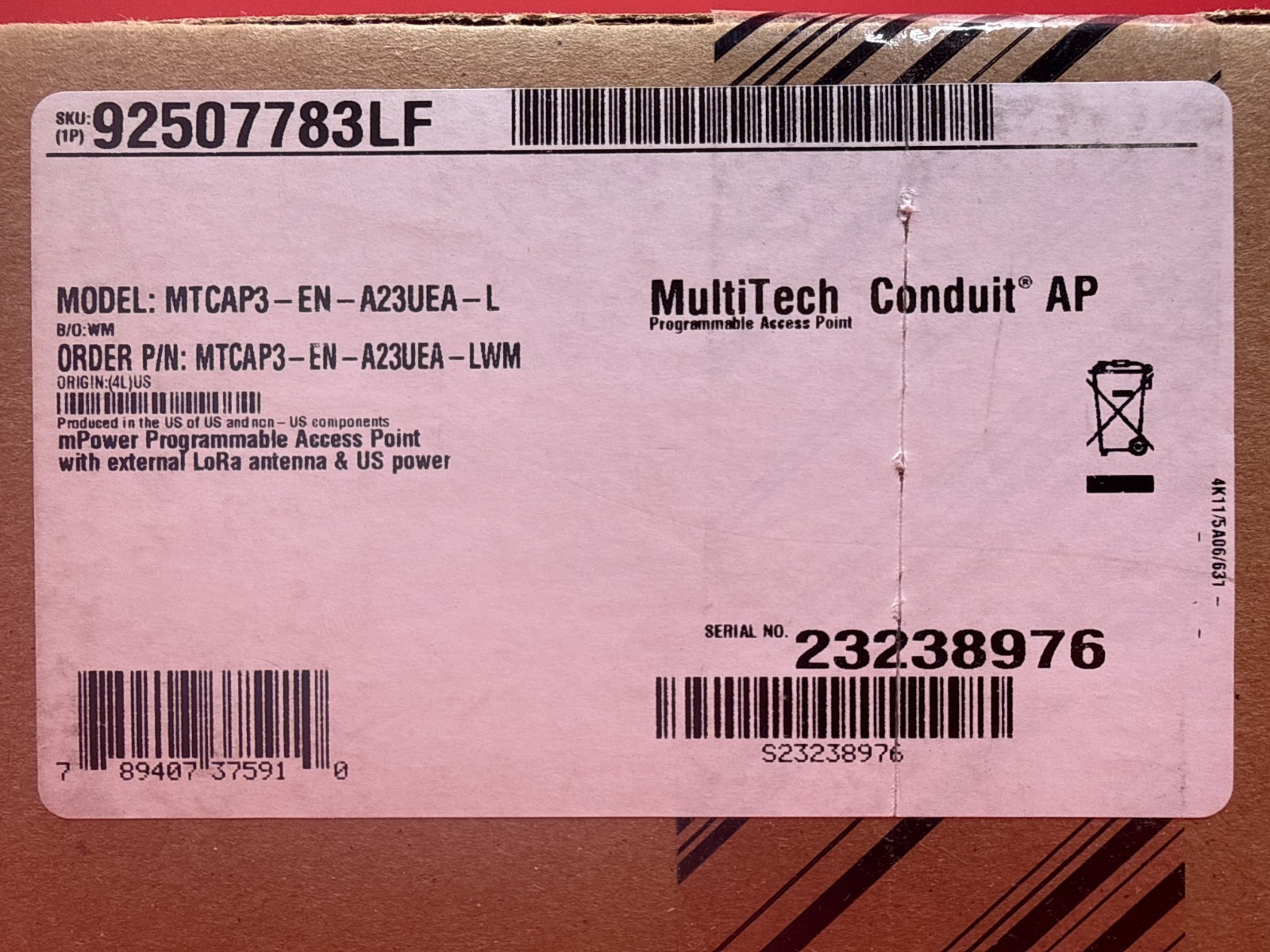 Multitech Conduit AP300 mPower Programmable Access Point MTCAP3-EN-A23UEA-LWM