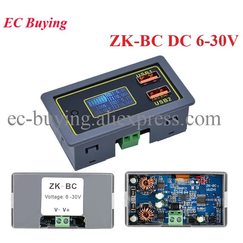 ZK-BC 12V 24V Lithium Battery 18650 Capacity Tester Monitor USB Quick Charger