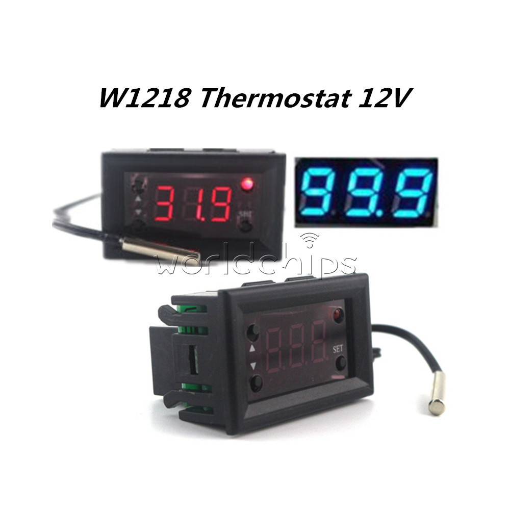 W1218 Thermostat 12V+3Digit Display NTC Sensor Probe Controller Red/Blue W1209WK
