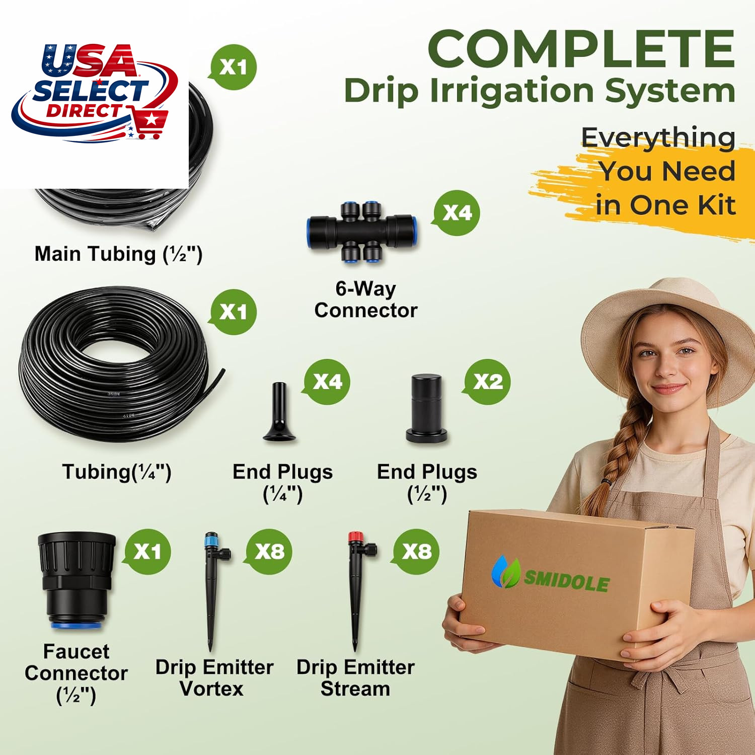 100FT Drip Irrigation System Kit, Quick Connect Garden Watering