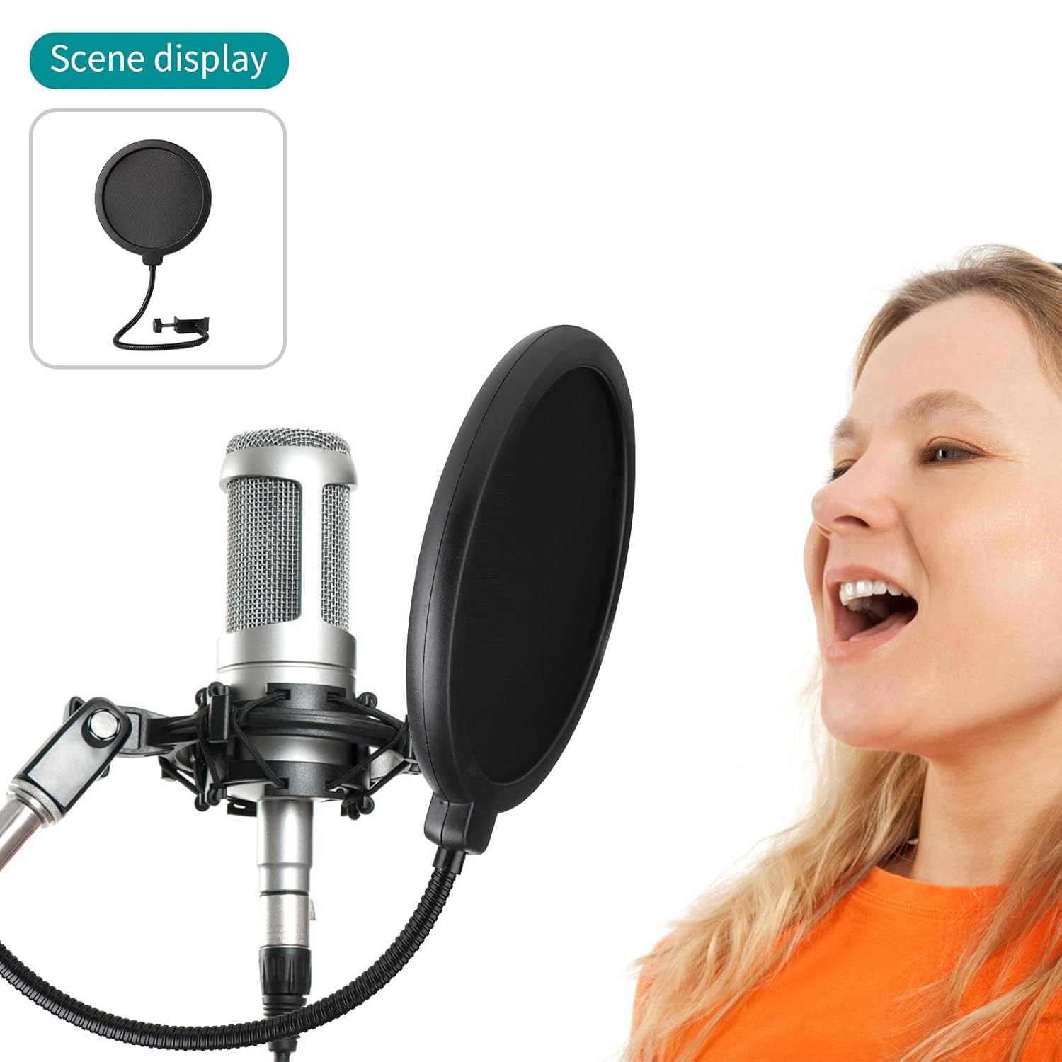 Professional Microphone Pop Filter Shield Blue Windscreen Mask Shield Screen