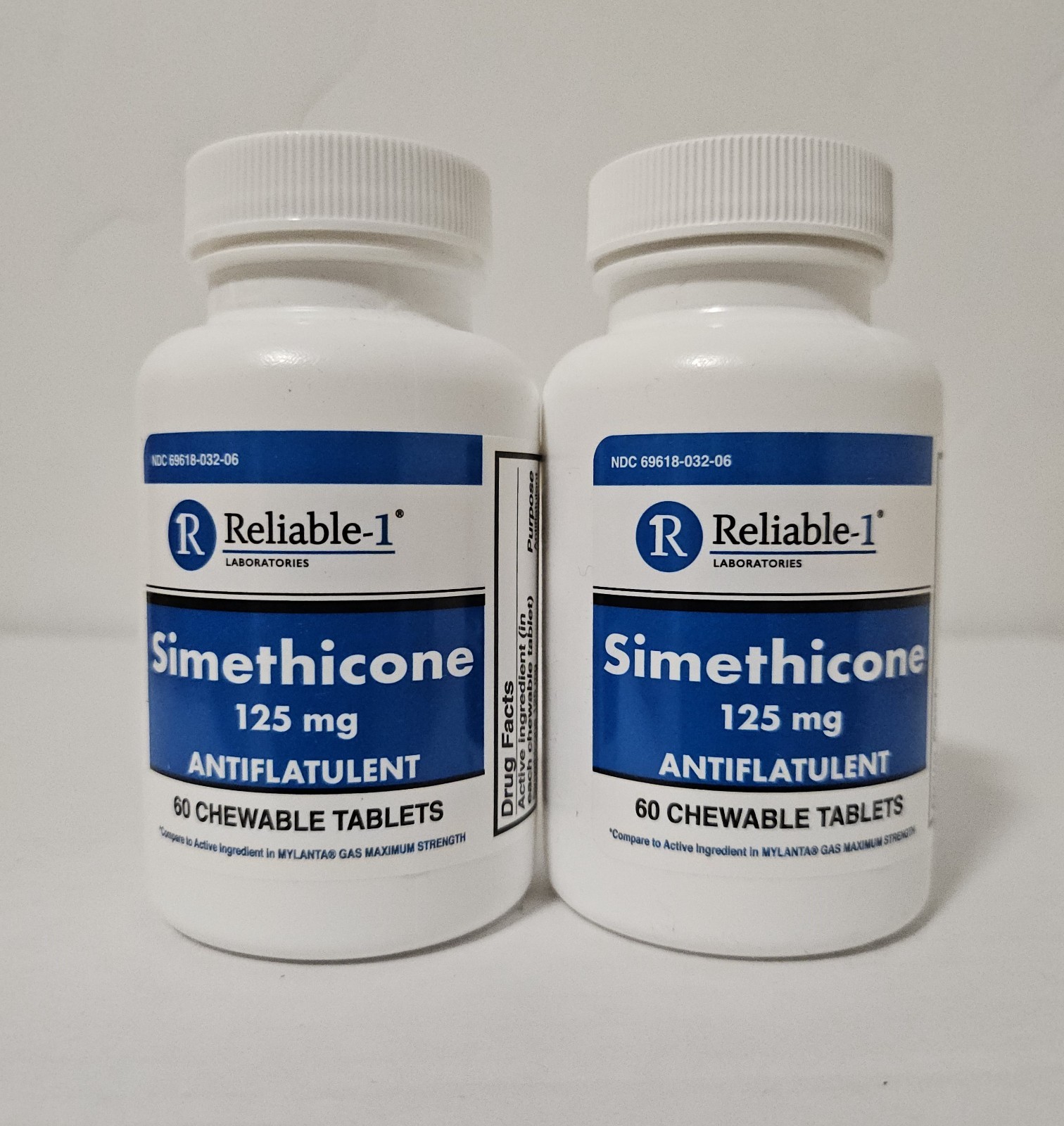 (2-Pack) Reliable-1 Simethicone Gas Relief 125mg 60 Chewables Tablets [07/2027]