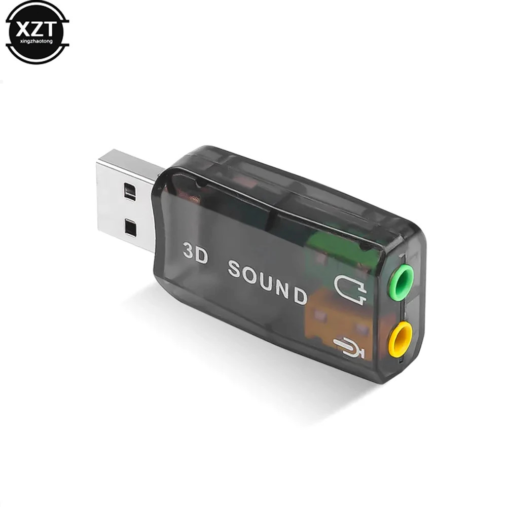 USB 5.1 Channel External Sound Card Adapter 3D Audio Stereo Headset Mic