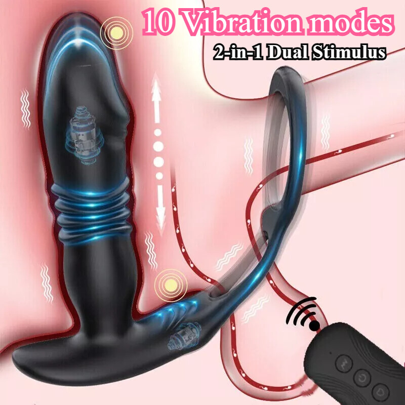 Remote Powerful Flapping Prostate Massager Dual Motor Male Waterproof Vibrator F