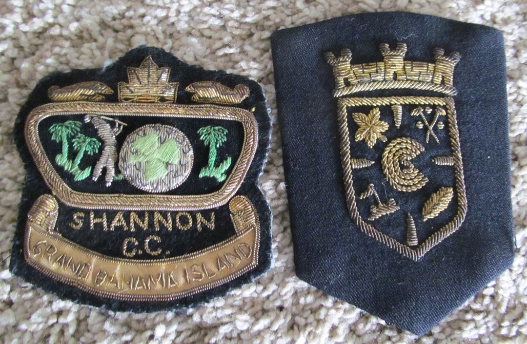 2 EMBROIDERED GOLF PATCHES-1 FANCY FROM SHANNON G.C. GRAND BAHAMA ISLAND