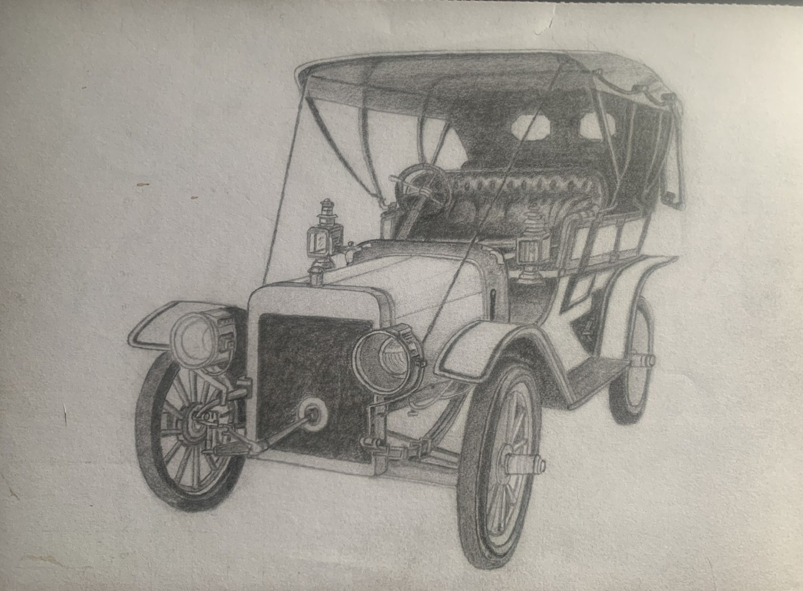 Original Graphite Drawing - The old K car - Hand Drawn Art