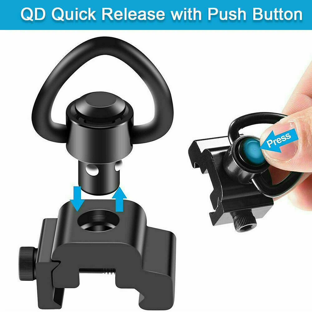 Push Button QD Quick Release Sling Swivel Adapter for 20mm Picatinny Rail Mount
