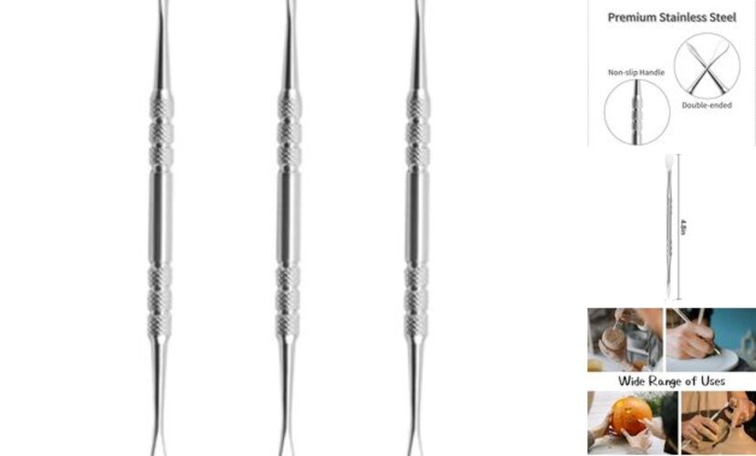 3 PCS Wax Carving Tools Stainless Steel Wax Tool, Double-Ended 3 PCS - Silver