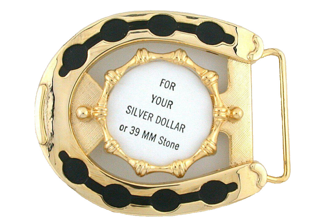 Silver Dollar 39mm Cab Horseshoe 8 10x8 Cabochon Goldplated Belt Buckle Mounting