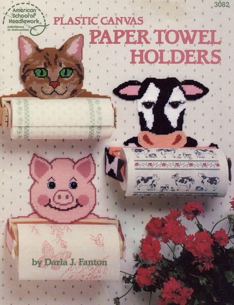 ASN PLASTIC CANVAS PAPER TOWEL HOLDERS 6 DESIGNS OOP