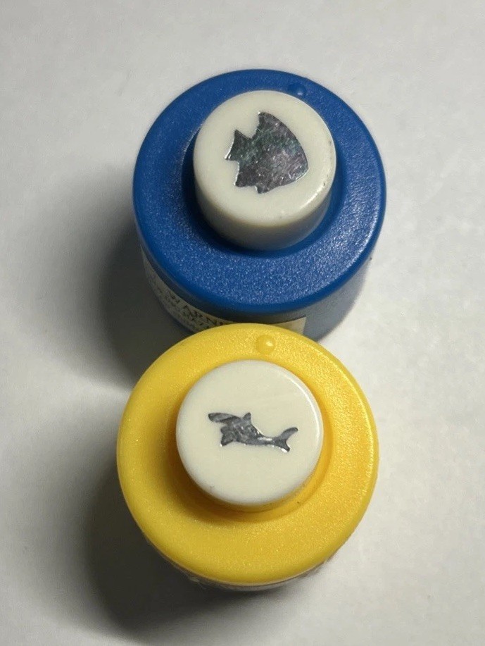 Lot of 2 Mini small paper punches - FISH and SHARK