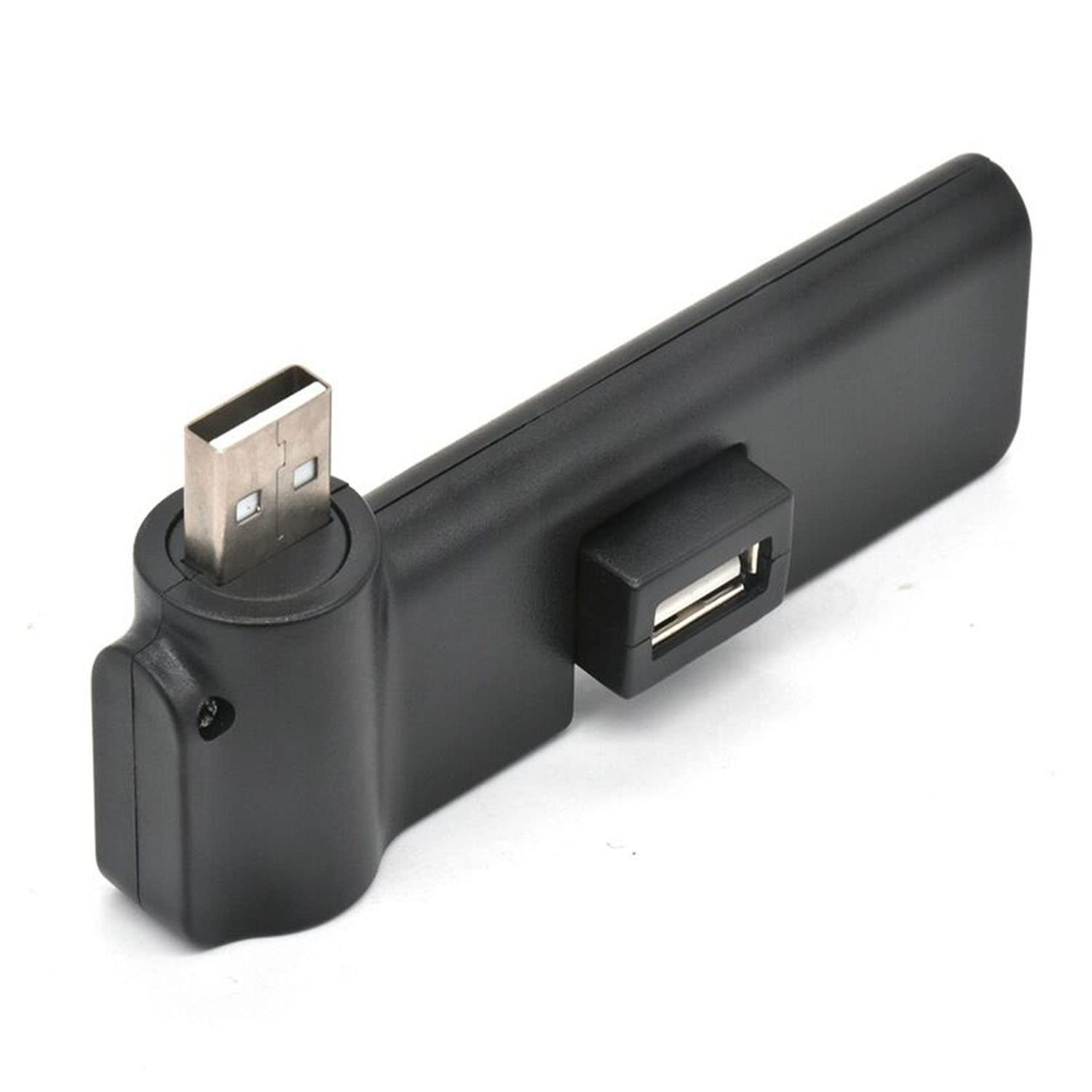 Black Mini USB 2.0 Hub 4-Port 90/180 Degree Rotatable USB Hub Extension