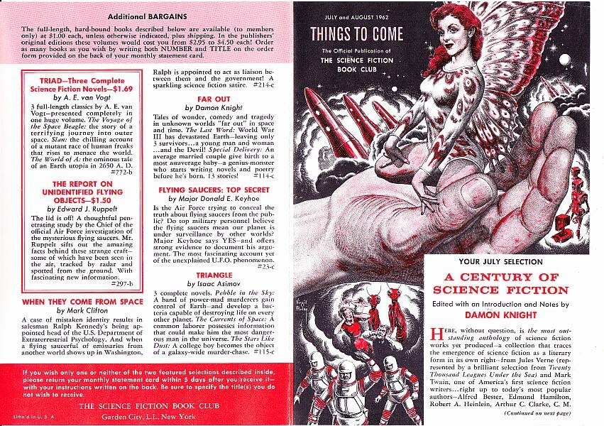 2 Virgil Finlay illustrations Science Fiction Book Club THINGS TO COME July 1962